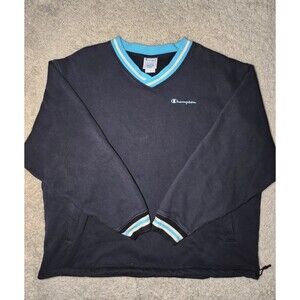 Champion Sweater Men’s 2XL Black V-Neck Reverse Weave Athletic Pullover Jumper